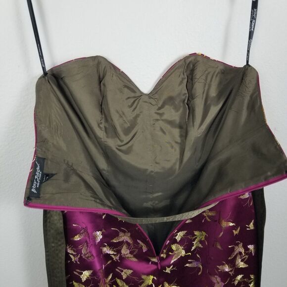 Betsey Johnson New York Rare Purple Satin Midi Butterfly Y2K Sheath Dress Size 6 - Picture 13 of 16